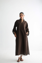 Espresso - Pánkòu Knot Kurta - The Solid Edit by Saira Habib