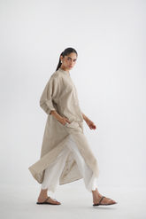Fawn - All-over Cutwork Kurta - The Solid Edit by Saira Habib