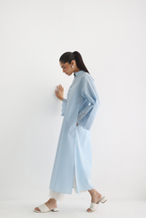Ice Blue - Cutwork Sleeves Kurta - The Solid Edit by Saira Habib