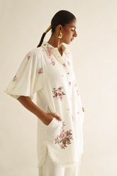 Inflorescence - Ivory Short Shirt & Pants (Set) - SairaHabib