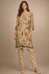 Digital Print African - Fawn - Shisha Silk - with Culottes - SairaHabib