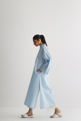 Ice Blue - Cutwork Sleeves Kurta - The Solid Edit by Saira Habib