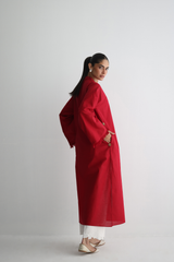 Ruby Red - Kurta with Pocket Detailing - The Solid Edit by Saira Habib