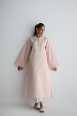 Petal Pink - Paisley Embroidered Kurta - The Solid Edit by Saira Habib