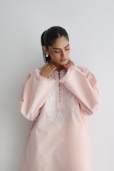 Petal Pink - Paisley Embroidered Kurta - The Solid Edit by Saira Habib