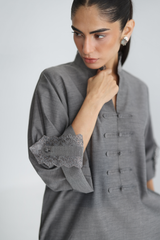 Steel Grey - Pánkòu Knot Kurta - The Solid Edit by Saira Habib
