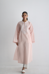 Petal Pink - Paisley Embroidered Kurta - The Solid Edit by Saira Habib