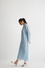 Ice Blue - Cutwork Sleeves Kurta - The Solid Edit by Saira Habib