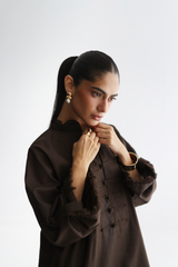 Espresso - Pánkòu Knot Kurta - The Solid Edit by Saira Habib