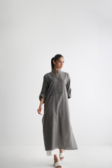 Steel Grey - Pánkòu Knot Kurta - The Solid Edit by Saira Habib