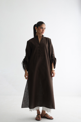 Espresso - Pánkòu Knot Kurta - The Solid Edit by Saira Habib