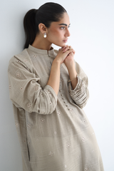 Fawn - All-over Cutwork Kurta - The Solid Edit by Saira Habib