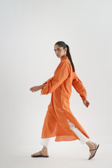 Burnt Orange - Buttoned-up Sleeves Kurta - The Solid Edit by Saira Habib