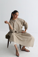 Fawn - All-over Cutwork Kurta - The Solid Edit by Saira Habib