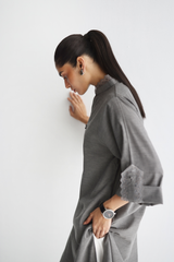 Steel Grey - Pánkòu Knot Kurta - The Solid Edit by Saira Habib