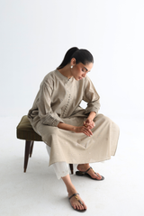 Fawn - All-over Cutwork Kurta - The Solid Edit by Saira Habib