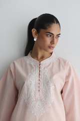 Petal Pink - Paisley Embroidered Kurta - The Solid Edit by Saira Habib