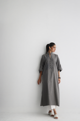 Steel Grey - Pánkòu Knot Kurta - The Solid Edit by Saira Habib