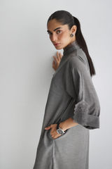 Steel Grey - Pánkòu Knot Kurta - The Solid Edit by Saira Habib