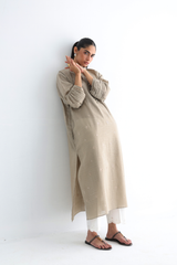 Fawn - All-over Cutwork Kurta - The Solid Edit by Saira Habib