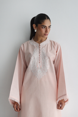Petal Pink - Paisley Embroidered Kurta - The Solid Edit by Saira Habib