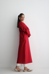 Ruby Red - Kurta with Pocket Detailing - The Solid Edit by Saira Habib