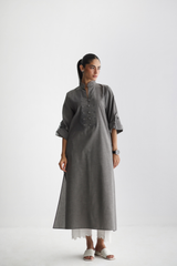 Steel Grey - Pánkòu Knot Kurta - The Solid Edit by Saira Habib