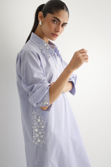 Lavender - Embroidered Shirt - The Solid Edit by Saira Habib