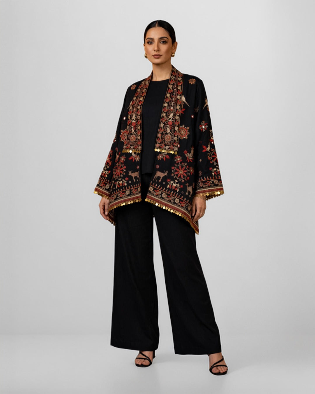 Black Velvet Deer Jacket - SairaHabib