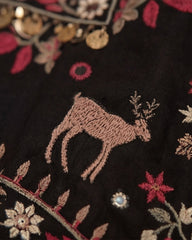 Black Velvet Deer Jacket - SairaHabib