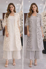 Cutwork Jacket with Inner and Culottes - SairaHabib