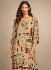Digital Print African - Fawn - Shisha Silk - with Culottes - SairaHabib